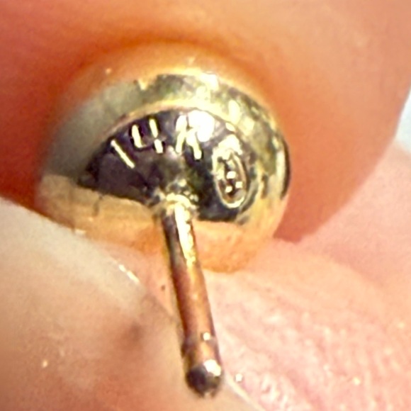 2 Sets of 14K Solid Yellow Gold Ball Stud Earrings Minimalist Fine Jewelry - Picture 7 of 7